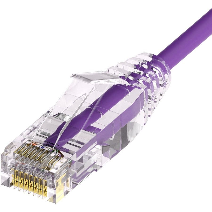 Unirise Clearfit Slim&trade; Cat6A 28AWG Patch Cable Snagless Purple 1ft