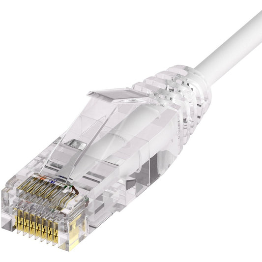 Unirise Clearfit Slim&trade; Cat6A 28AWG Patch Cable Snagless White 1ft
