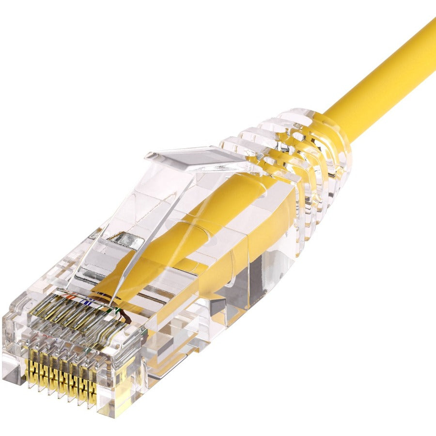 Unirise Clearfit Slim&trade; Cat6A 28AWG Patch Cable Snagless Yellow 1ft