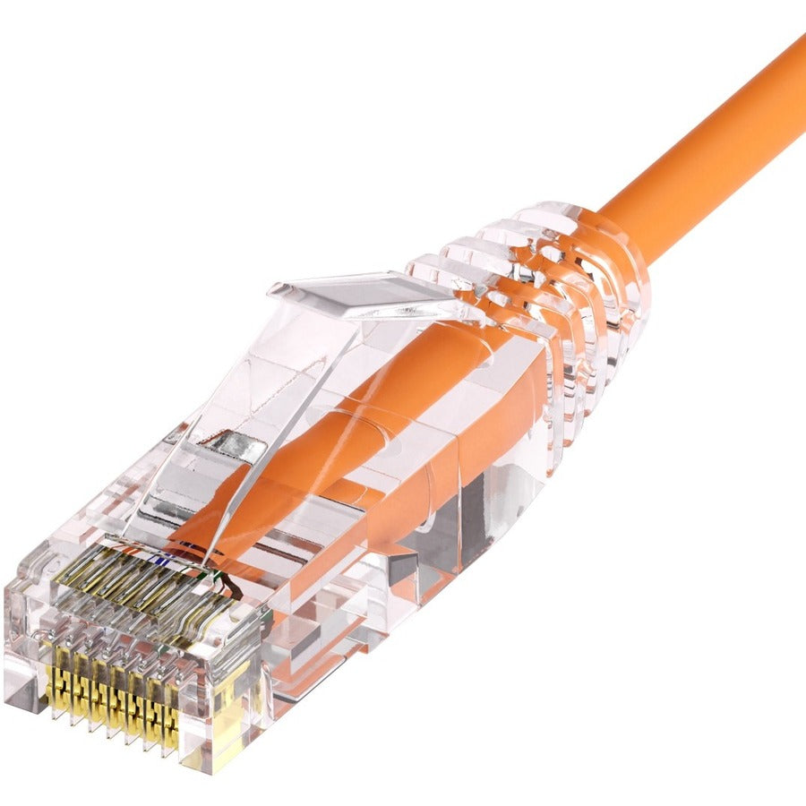 Unirise Clearfit Slim&trade; Cat6A 28AWG Patch Cable Snagless Orange 2ft