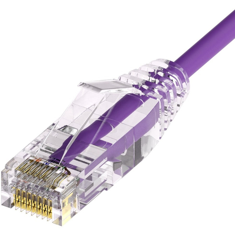 Unirise Clearfit Slim&trade; Cat6A 28AWG Patch Cable Snagless Purple 2ft
