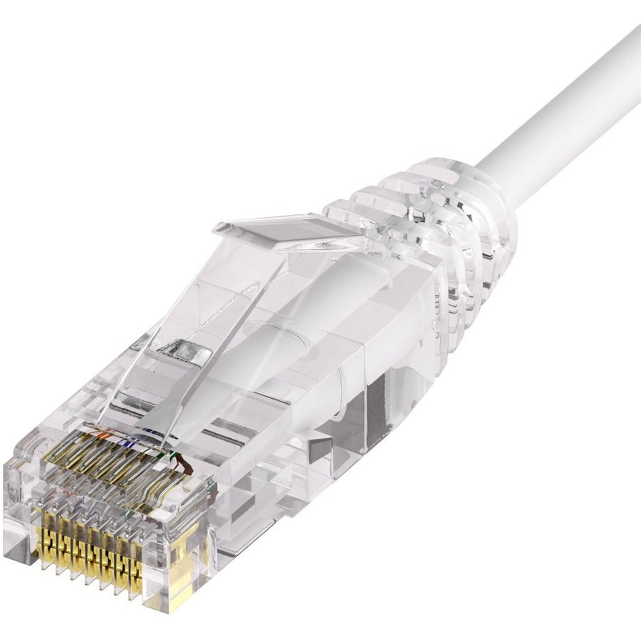 Unirise Clearfit Slim&trade; Cat6A 28AWG Patch Cable Snagless White 2ft