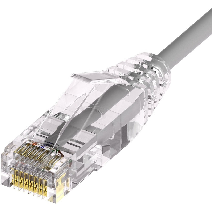 Unirise Clearfit Slim&trade; Cat6A 28AWG Patch Cable Snagless Gray 3ft