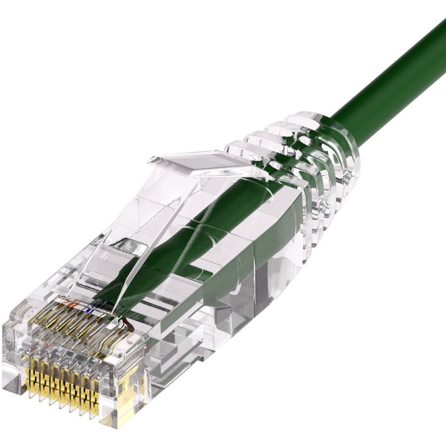 Unirise Clearfit Slim&trade; Cat6A 28AWG Patch Cable Snagless Green 8ft