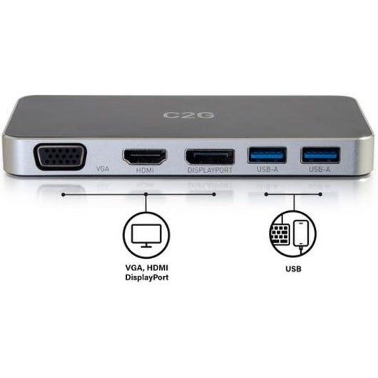 C2G Dual Monitor Docking Station - USB C to 4K HDMI DIsplayPort & VGA