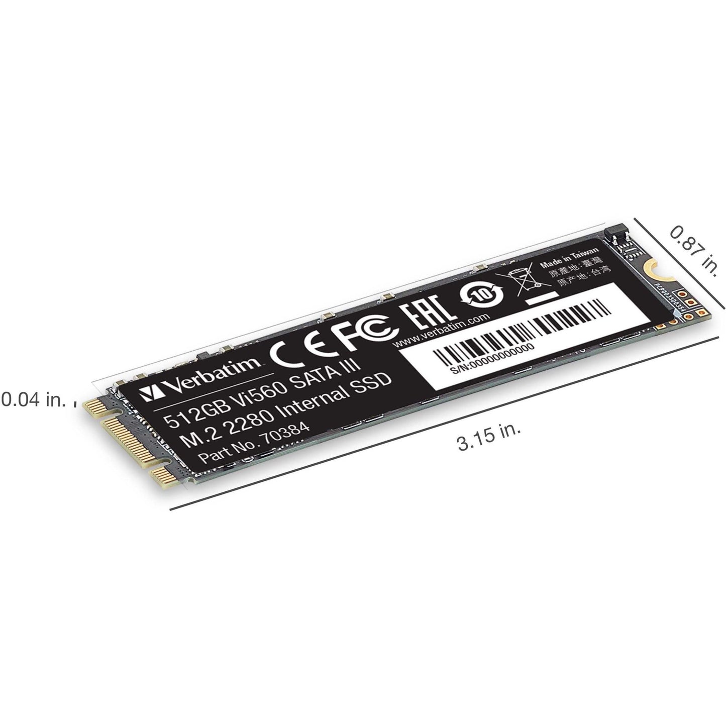 Verbatim Vi560 512 GB Solid State Drive - M.2 2280 Internal - SATA (SATA/600)