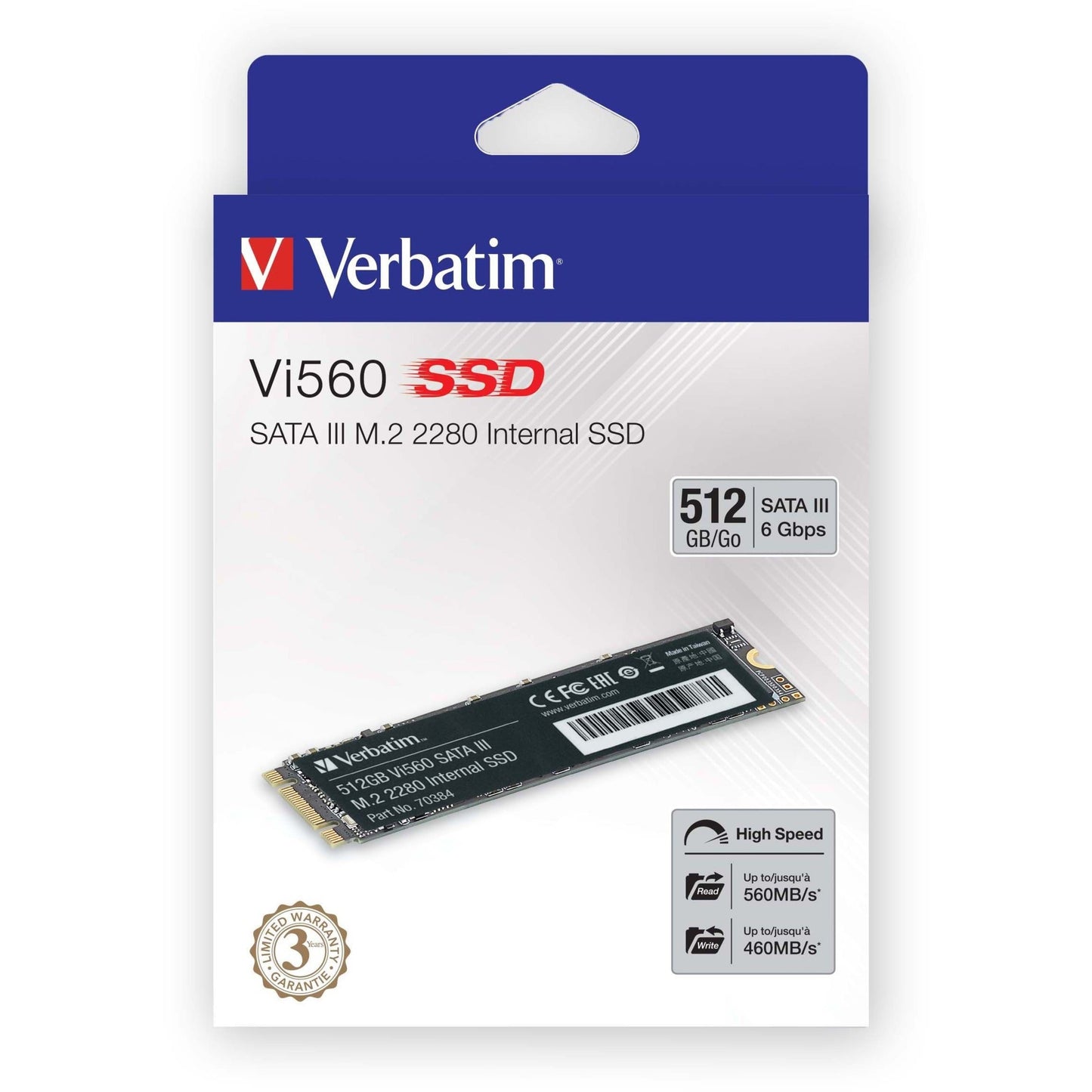 Verbatim Vi560 512 GB Solid State Drive - M.2 2280 Internal - SATA (SATA/600)
