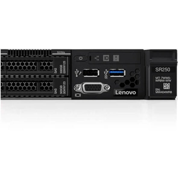Lenovo ThinkSystem SR250 7Y51A051NA 1U Rack Server - 1 x Intel Xeon E-2236 3.40 GHz - 8 GB RAM - 4 TB HDD - (2 x 2TB) HDD Configuration - Serial ATA/600 Controller