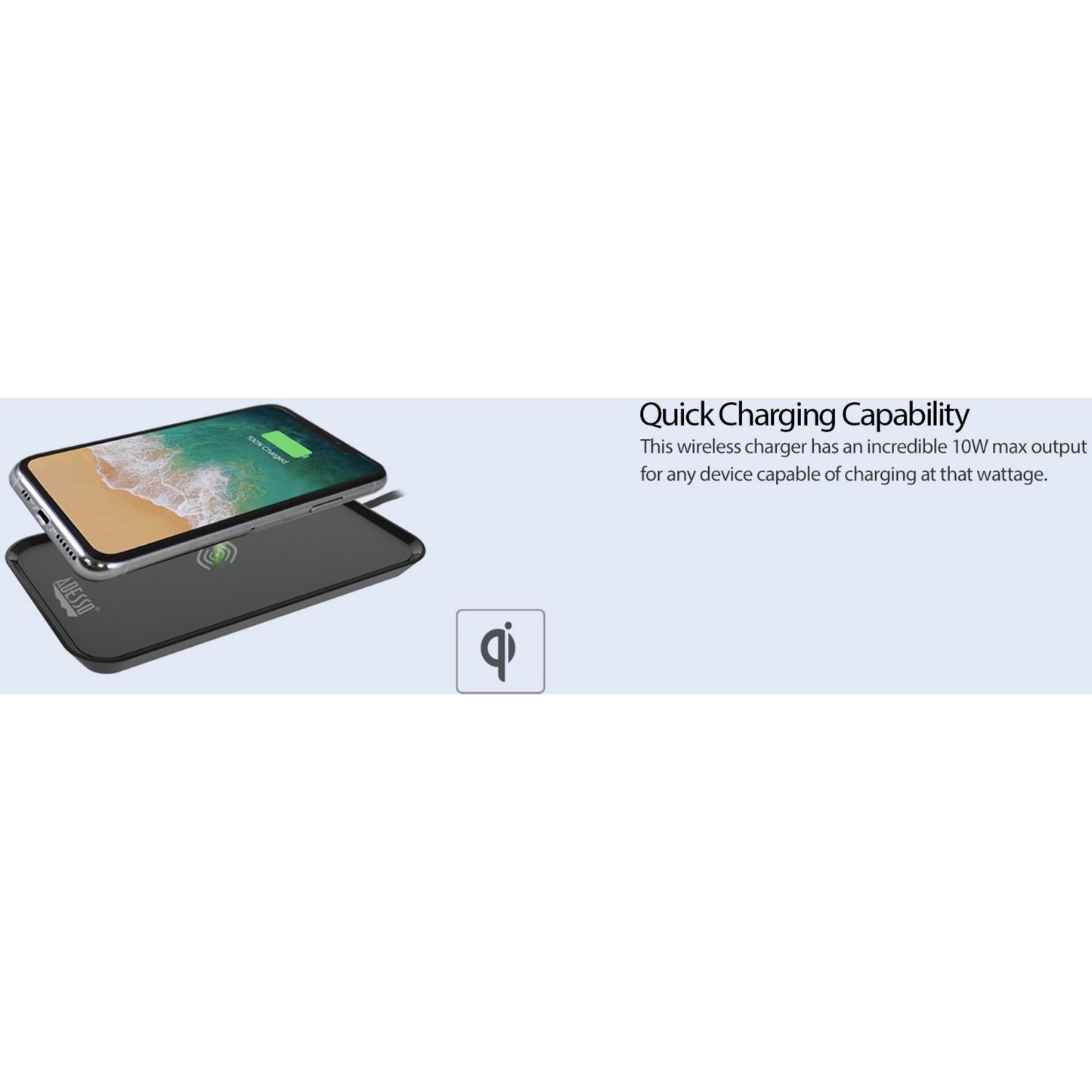 Adesso 10W Max Qi-Certified 3-Coil Wireless Charging Pad