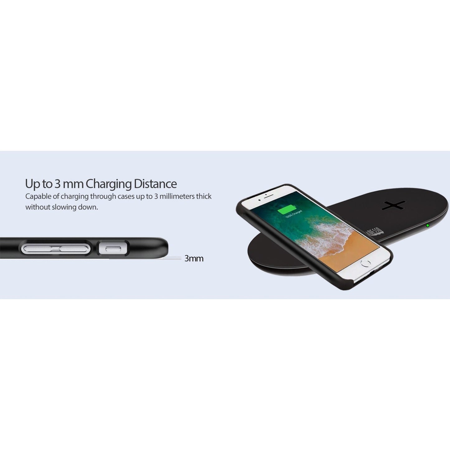 Adesso 15W Max Qi-Certified Dual 2-Coil Wireless Fast Charging Pad