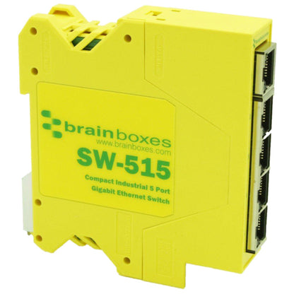 Brainboxes Compact Industrial 5 Port Gigabit Ethernet Switch DIN Rail Mountable