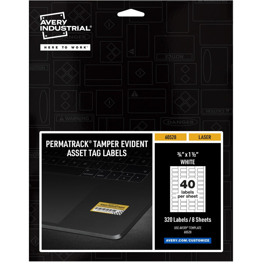 Avery&reg; PermaTrack Tamper-Evident Asset Tag Labels 3/4" x 1-1/2"  320 Asset Tags