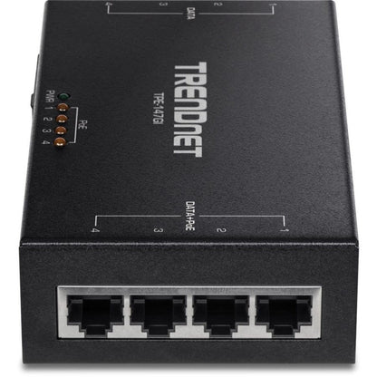 TRENDnet 65W 4-Port Gigabit PoE+ Injector TPE-147GI 4 x Gigabit Ports(Data in) 4 x gigabit PoE Ports(Data + PoE Out) Multi-Port PoE+ Injector up to 100m(328 ft.) Add PoE+ Power to Non-PoE Switch