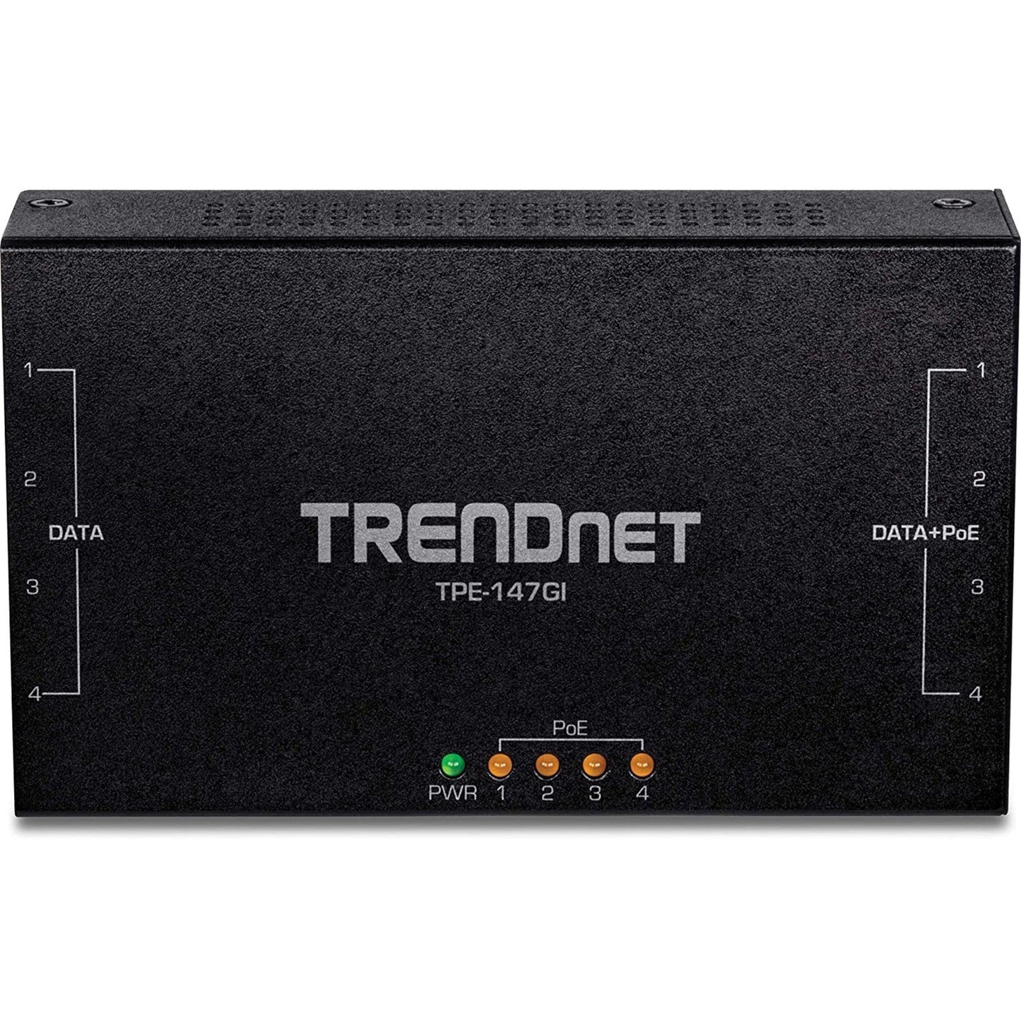 TRENDnet 65W 4-Port Gigabit PoE+ Injector TPE-147GI 4 x Gigabit Ports(Data in) 4 x gigabit PoE Ports(Data + PoE Out) Multi-Port PoE+ Injector up to 100m(328 ft.) Add PoE+ Power to Non-PoE Switch