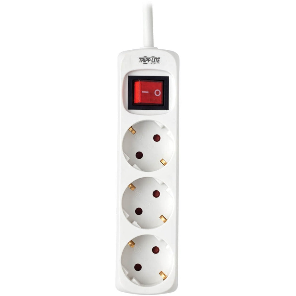 Tripp Lite 3-Outlet Power Strip German Type F Schuko Outlets 220-250V 16A 1.5 m Cord Schuko Plug White