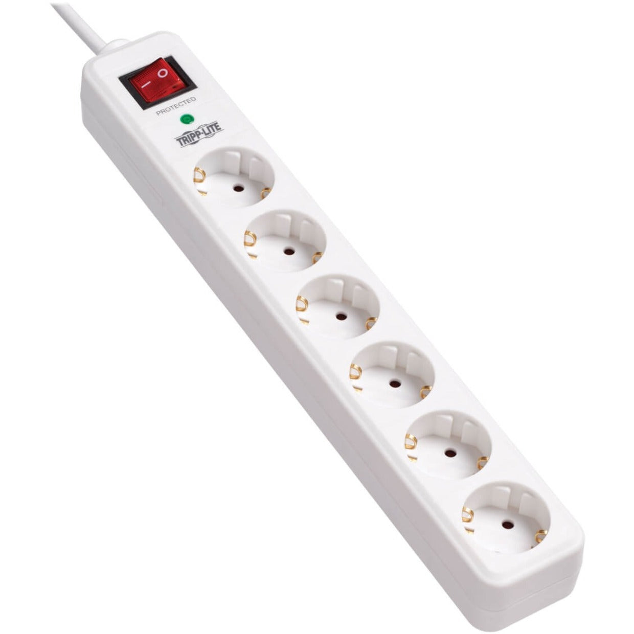 Tripp Lite 6-Outlet Surge Protector German Type F Schuko Outlets 220-250V AC 16A 1.8 m Cord Schuko Plug White