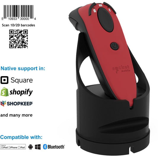 Socket Mobile DuraScan&reg; D750 Universal Plus Barcode Scanner Red & Charging Dock