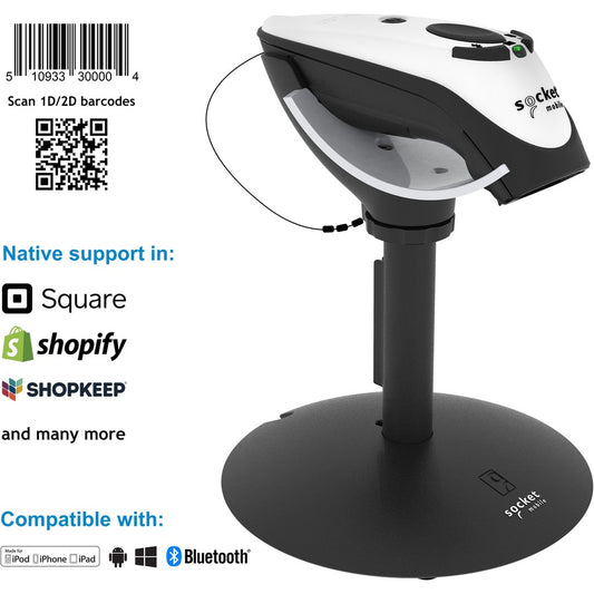 Socket Mobile DuraScan&reg; D750 Universal Plus Barcode Scanner White & Charging Stand