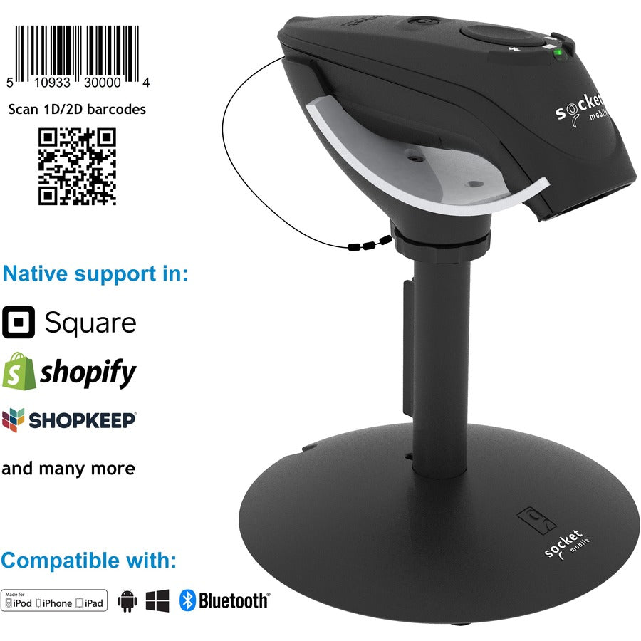 Socket Mobile DuraScan&reg; D750 Universal Plus Barcode Scanner Black & Charging Stand