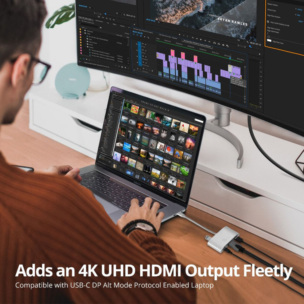 SIIG USB 3.1 Type-C Hub with HDMI & PD Charging Adapter - 4K Ready