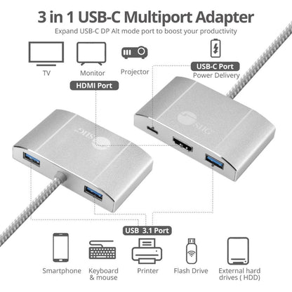 SIIG USB 3.1 Type-C Hub with HDMI & PD Charging Adapter - 4K Ready