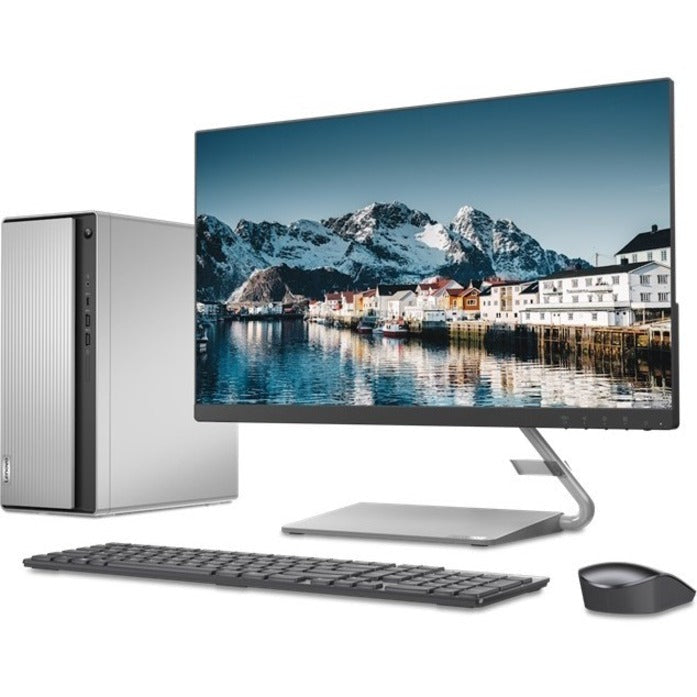 Lenovo IdeaCentre 5 14IMB05 90NA001JUS Desktop Computer - Intel Core i3 10th Gen i3-10100 Quad-core (4 Core) 3.60 GHz - 8 GB RAM DDR4 SDRAM - 16 GB Optane Memory - 1 TB HDD - Mini-tower - Mineral Gray