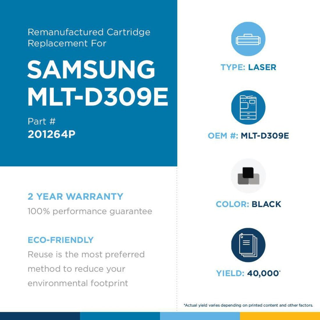 Clover Technologies Remanufactured Extra High Yield Laser Toner Cartridge - Alternative for Samsung (MLT-D309E) - Black Pack