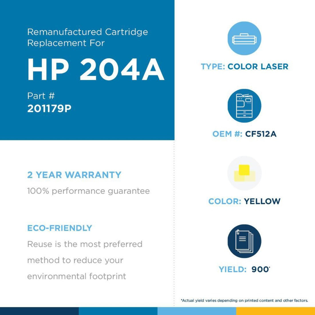 Clover Technologies Remanufactured Laser Toner Cartridge - Alternative for HP 204A (CF512A) - Yellow Pack