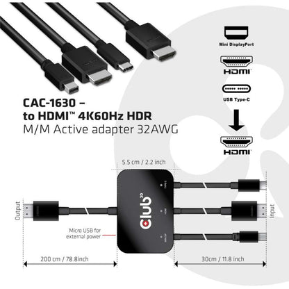 Club 3D Mini DisplayPort/HDMI/USB-C Audio/Video Adapter