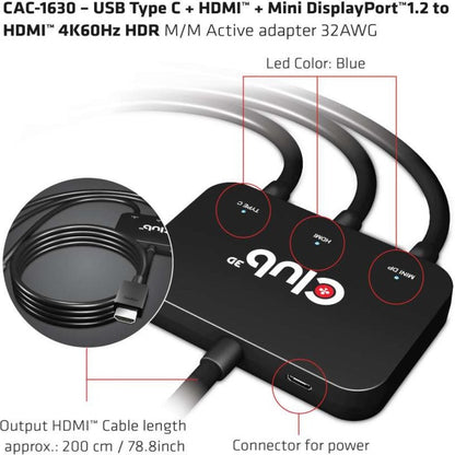 Club 3D Mini DisplayPort/HDMI/USB-C Audio/Video Adapter