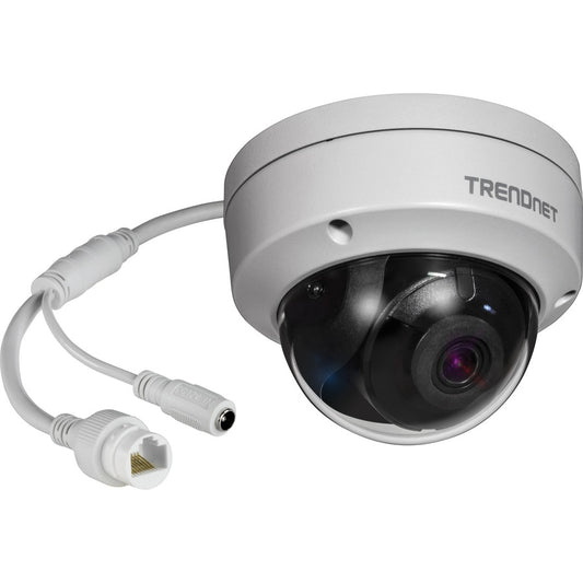 TRENDnet Indoor Outdoor 8MP 4K H.265 120dB WDR PoE Dome Network Camera IP67 Weather Rated Housing SmartCovert IR Night Vision Up To 30m (98 ft.) MicroSD Card Slot White TV-IP1319PI