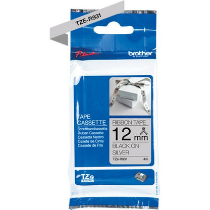 Brother TZe-R931 Ribbon Tape Cassette - Black on Silver 12mm Wide