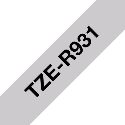 Brother TZe-R931 Ribbon Tape Cassette - Black on Silver 12mm Wide