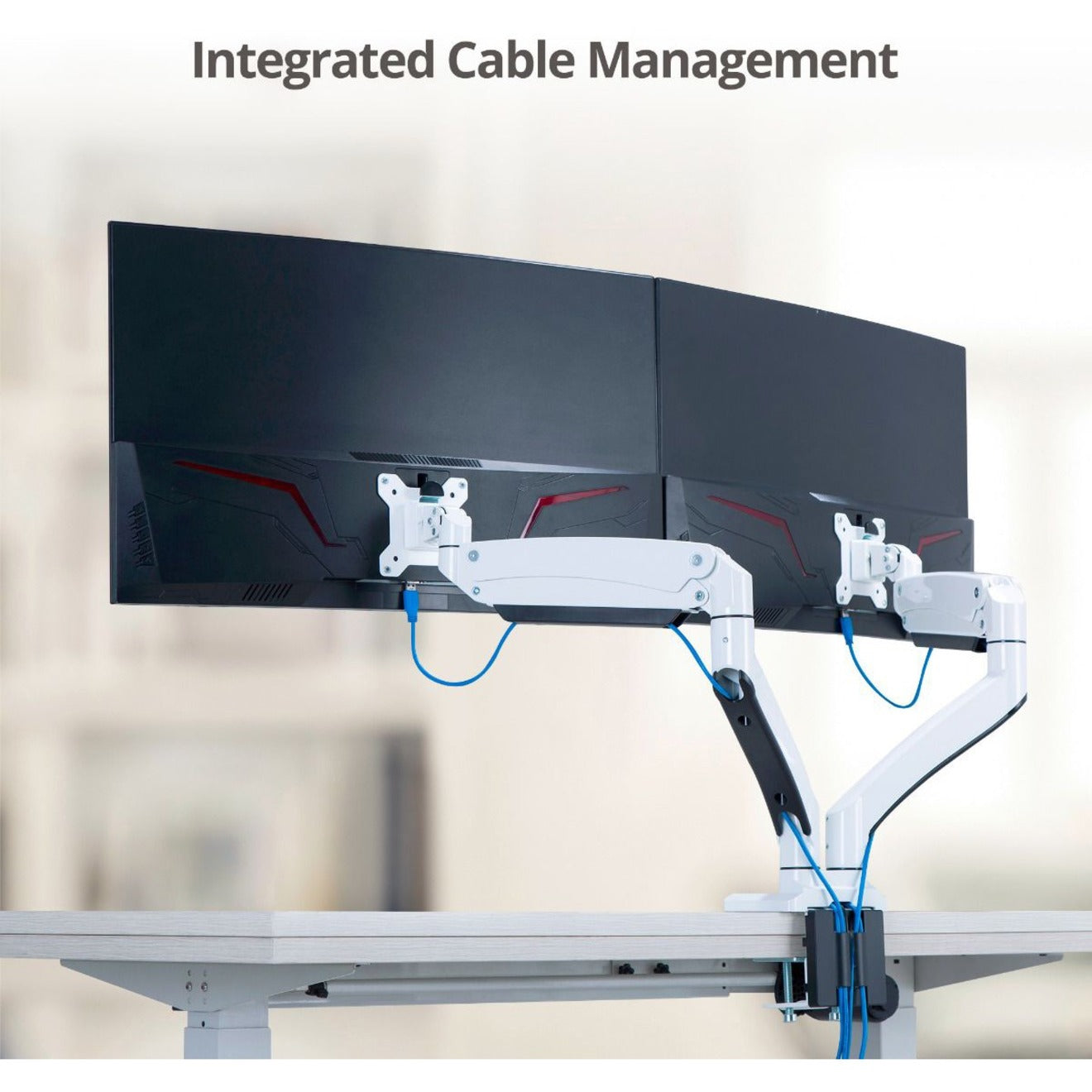 SIIG Dual Monitor Aluminum Heavy Duty Desk Mount with USB and Audio Ports