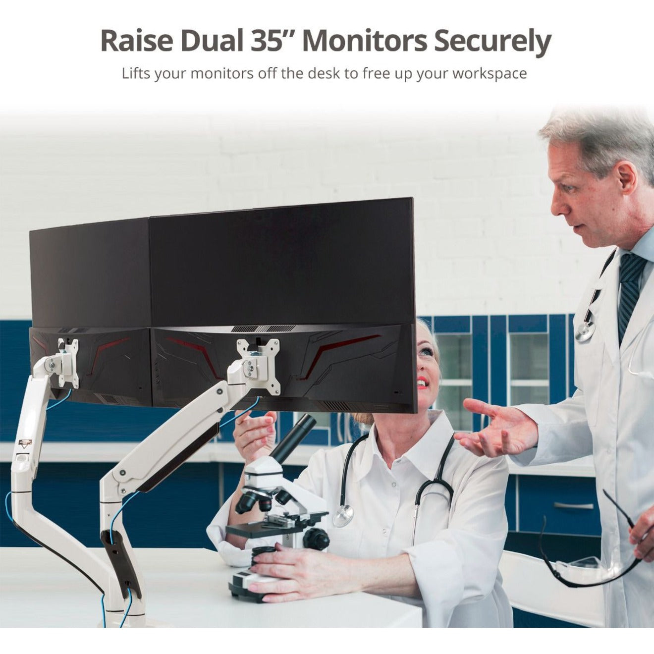 SIIG Dual Monitor Aluminum Heavy Duty Desk Mount with USB and Audio Ports