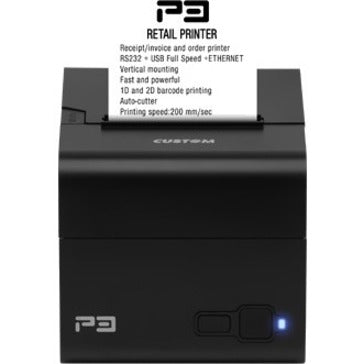 Custom P3 Desktop Direct Thermal Printer - Monochrome - Receipt Print - Ethernet - USB - Serial