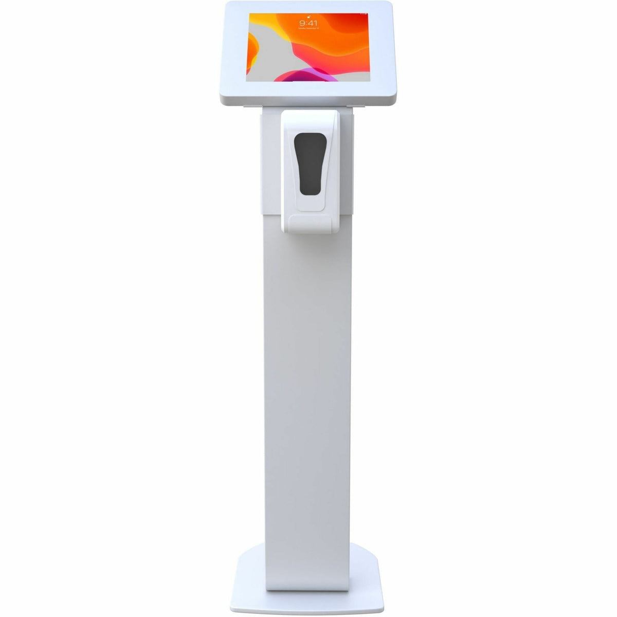 CTA Digital Premium Locking Floor Stand Kiosk with Automatic Soap Dispenser (White)