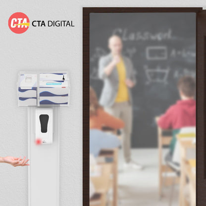 CTA Digital Premium Locking Sanitizing Station Stand with Graphic Card Slot (White)