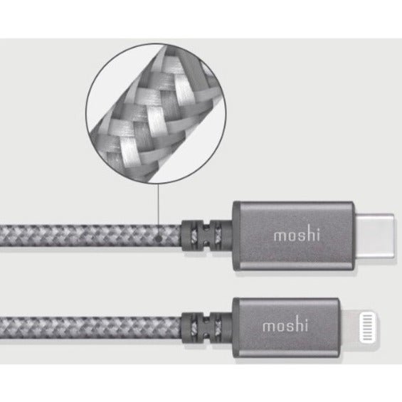 Moshi Integra USB-C to Lightning Cable 0.8 ft (0.25 m) Titanium Gray