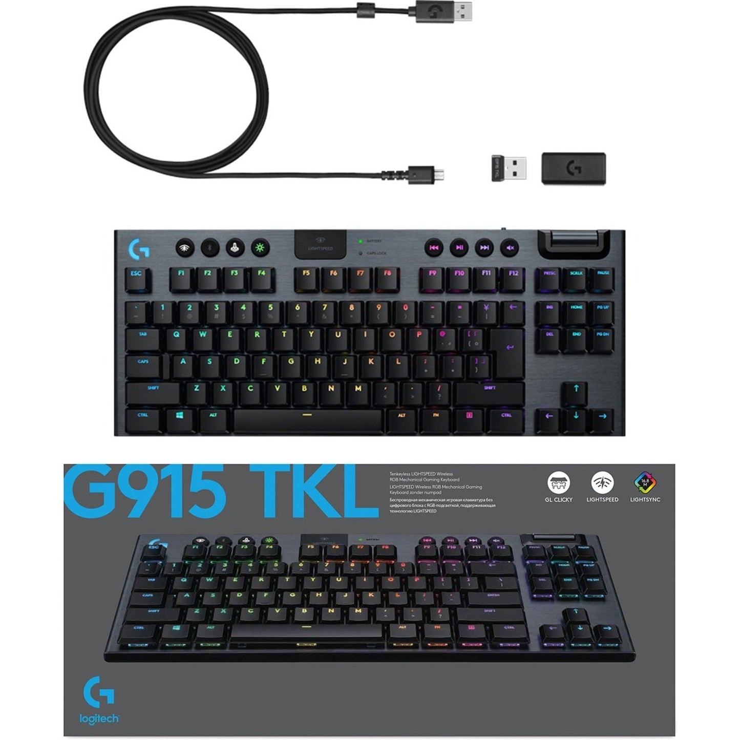Logitech G915 TKL Tenkeyless Lightspeed Wireless RGB Mechanical Gaming Keyboard