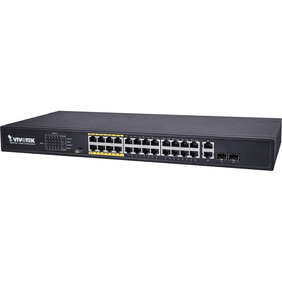 Vivotek 24xFE PoE + 2xGE Combo Unmanaged Switch