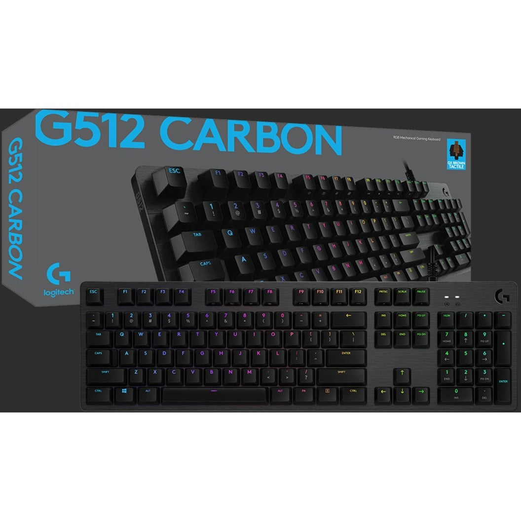 Logitech G512 CARBON LIGHTSYNC RGB Mechanical Gaming Keyboard with GX Brown switches and USB passthrough (Tactile)