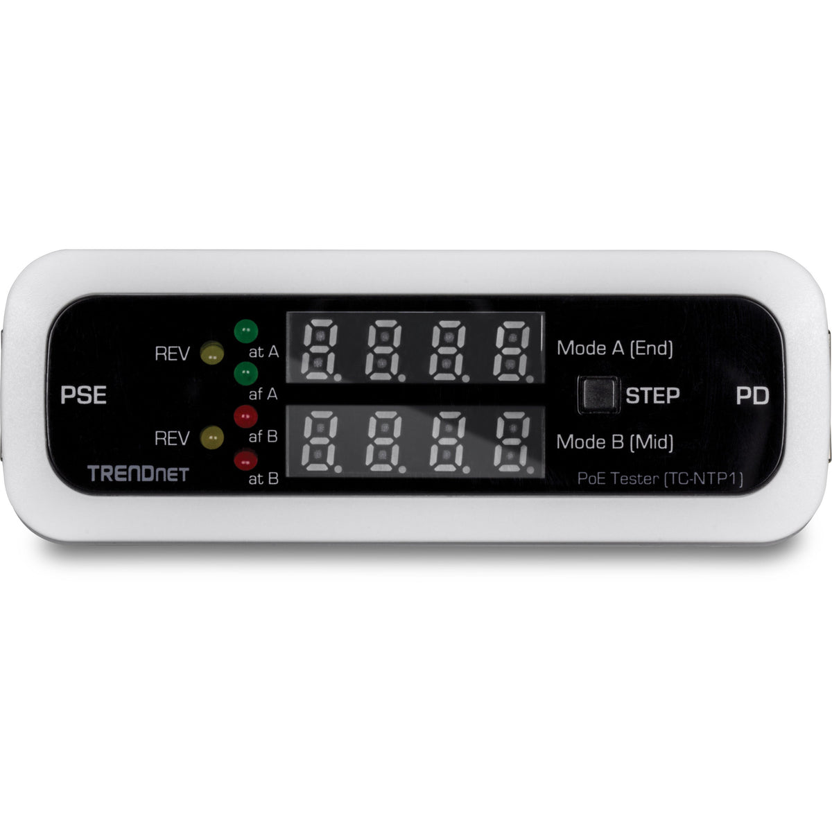 TRENDnet Inline PoE Tester TC-NTP1 Tests 4PPoE PoE+ PoE & Passive PoE Technology Wattage Voltage Amperage Polarity LED Display Battery-Free Troubleshoot PoE Issues IEEE 802.3af/at/bt