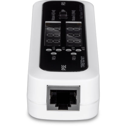 TRENDnet Inline PoE Tester TC-NTP1 Tests 4PPoE PoE+ PoE & Passive PoE Technology Wattage Voltage Amperage Polarity LED Display Battery-Free Troubleshoot PoE Issues IEEE 802.3af/at/bt