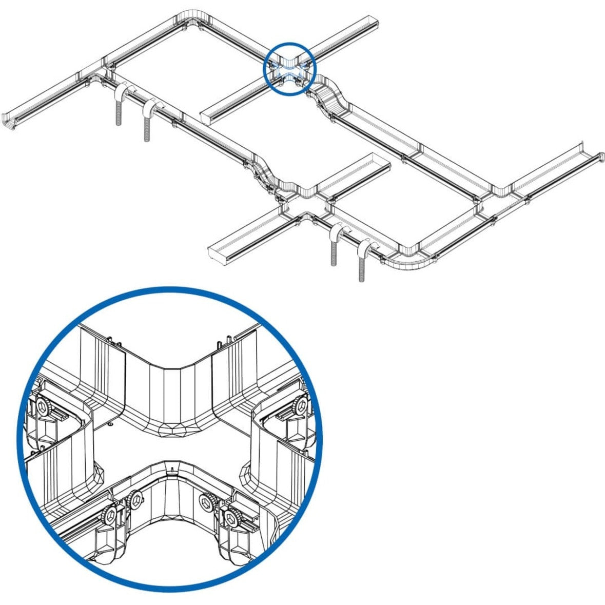 Tripp Lite Toolless Horizontal 4-Way Junction for Fiber Routing System 120 mm (5 in)