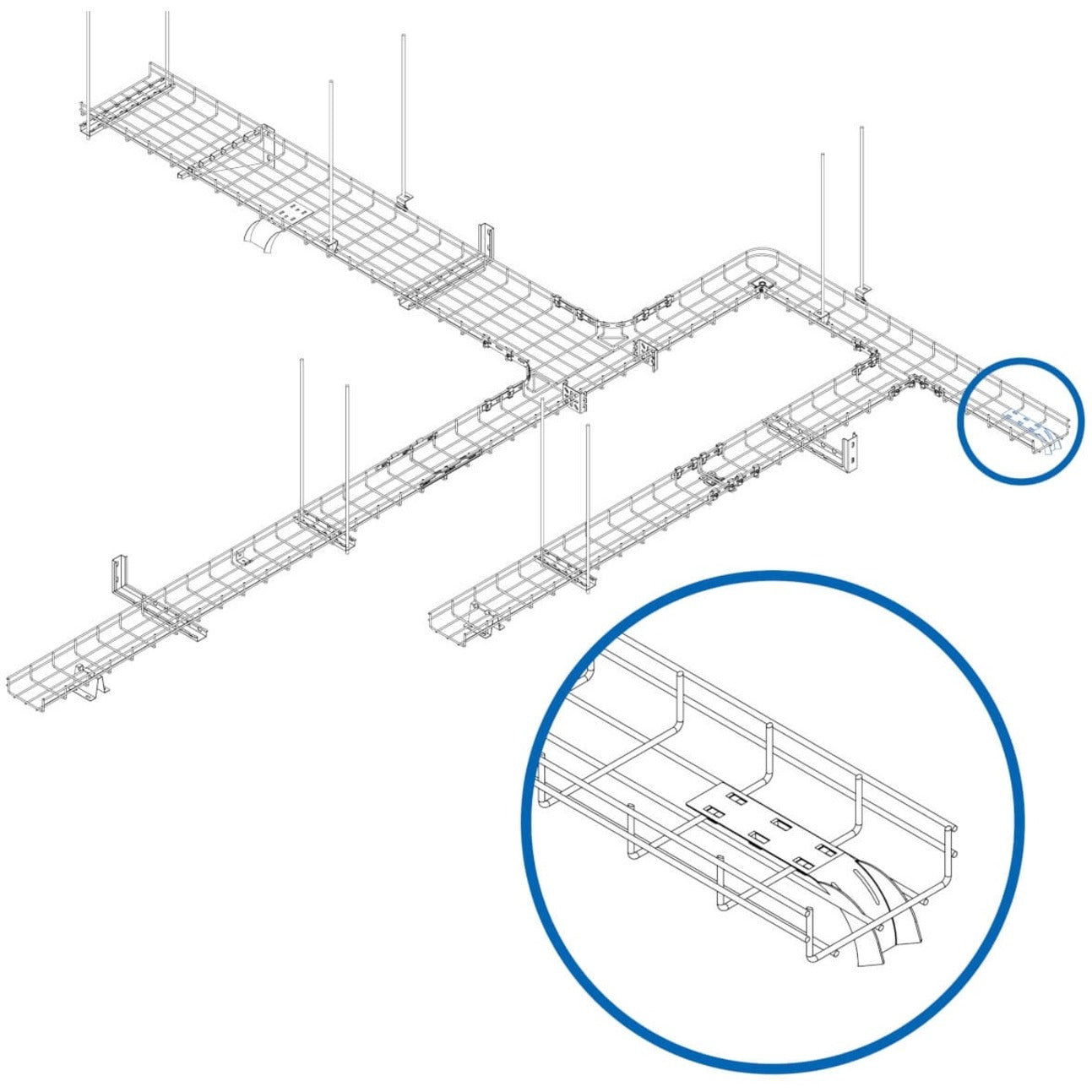 Tripp Lite Cable Exit Clip/Dropout Waterfall for Wire Mesh Cable Trays 45 mm Wide