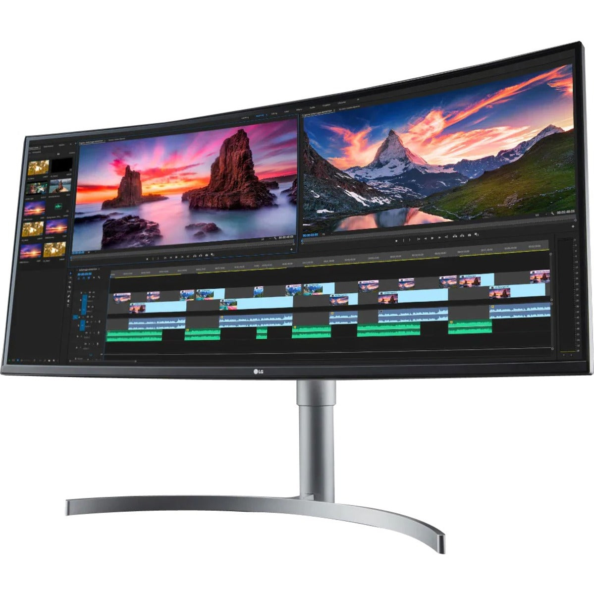 LG Ultrawide 38BN95C-W 38" UW-QHD+ Curved Screen Gaming LCD Monitor - 21:9 - Textured Black Textured White Silver