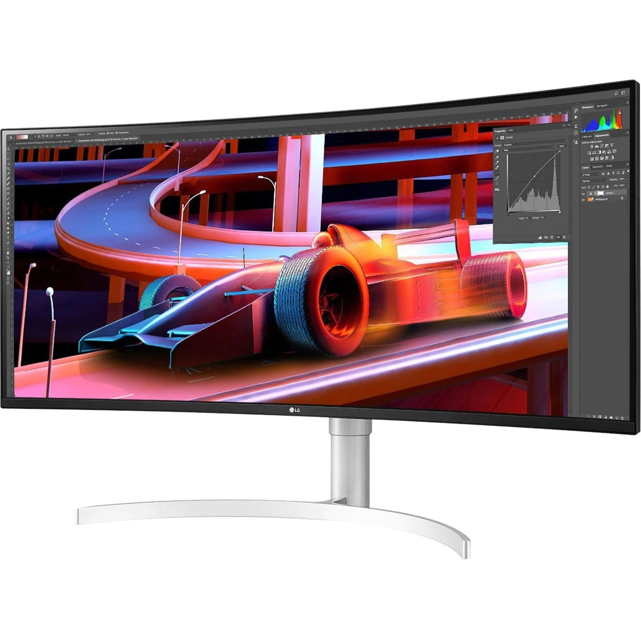 LG Ultrawide 38BN95C-W 38" UW-QHD+ Curved Screen Gaming LCD Monitor - 21:9 - Textured Black Textured White Silver
