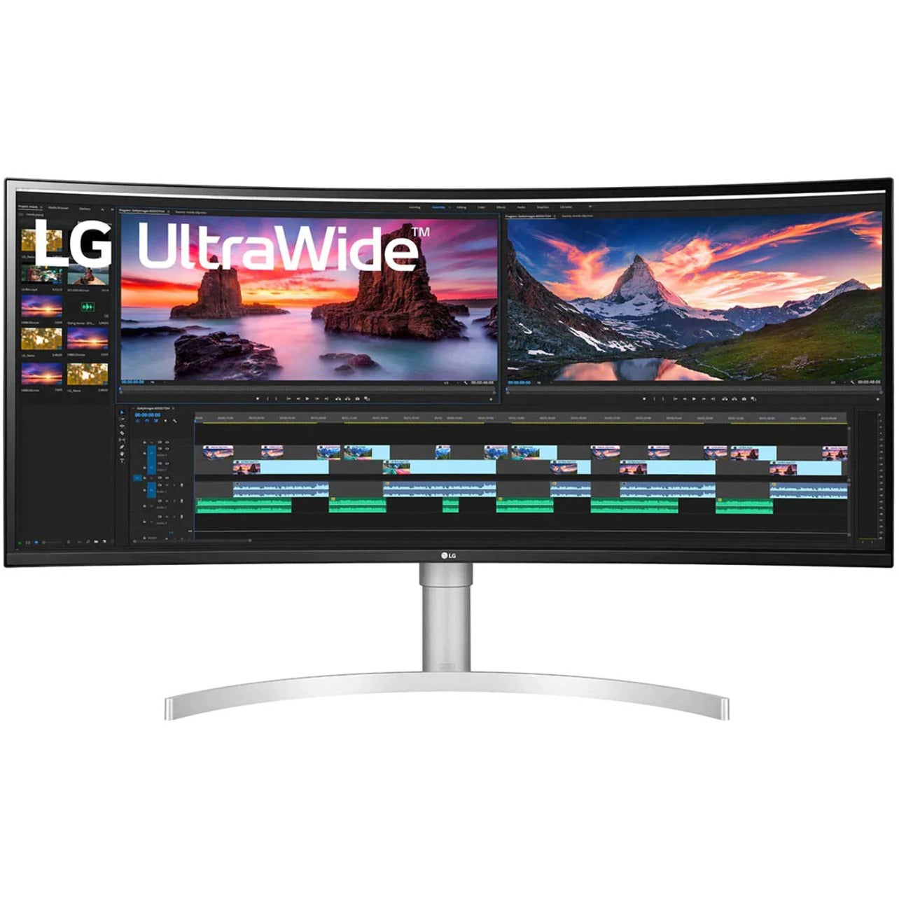 LG Ultrawide 38BN95C-W 38" UW-QHD+ Curved Screen Gaming LCD Monitor - 21:9 - Textured Black Textured White Silver