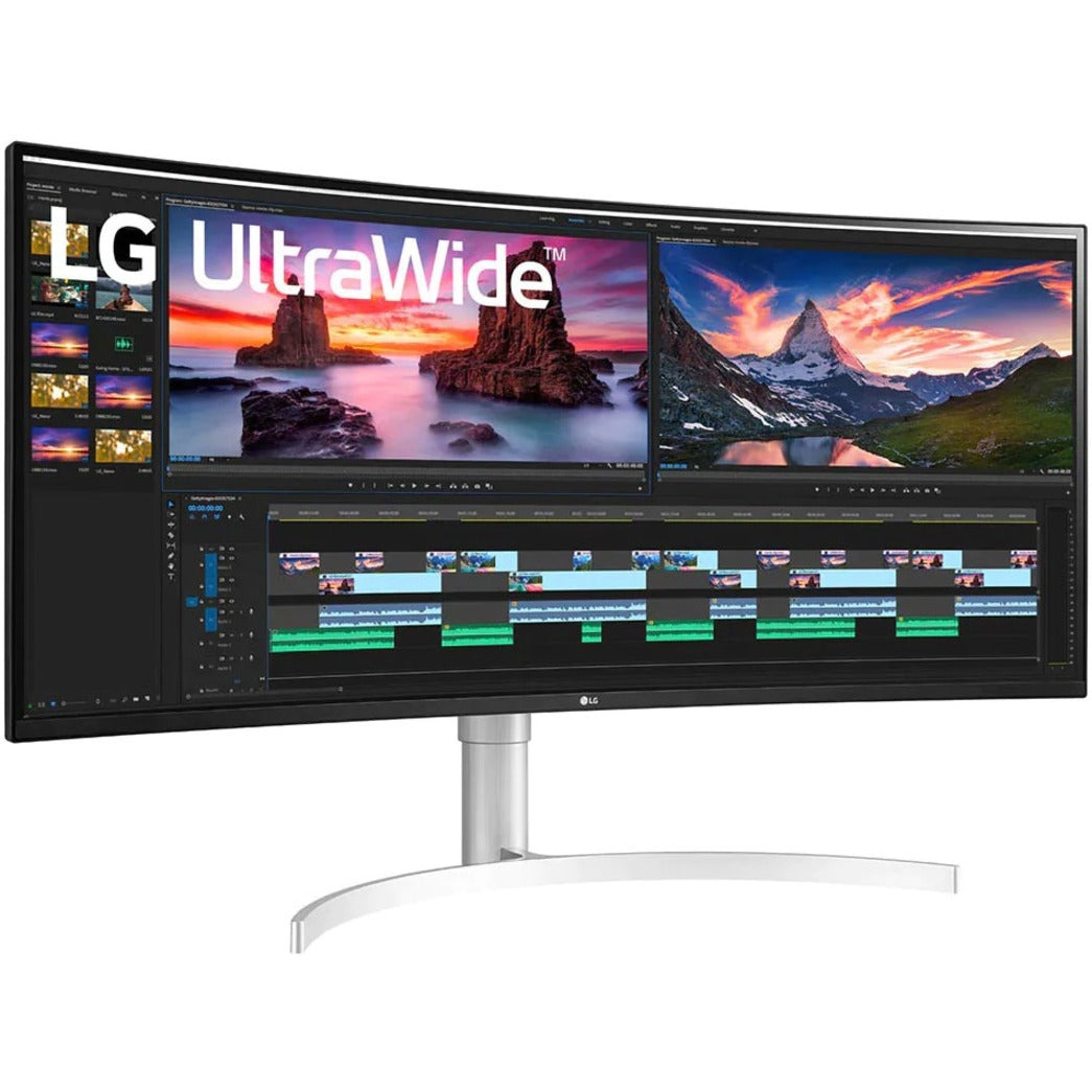 LG Ultrawide 38BN95C-W 38" UW-QHD+ Curved Screen Gaming LCD Monitor - 21:9 - Textured Black Textured White Silver